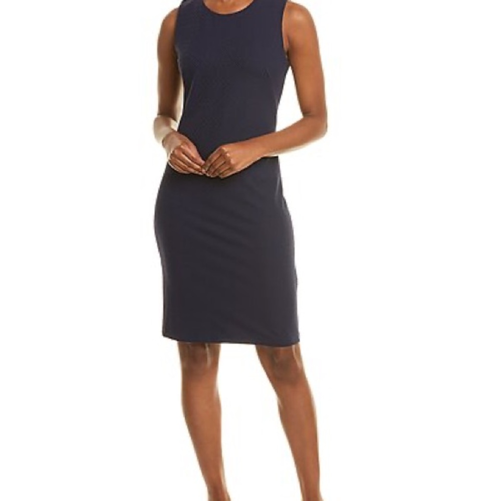 NWOT J.McLaughlin Navy Textured Catalina Cloth Sheath Dress M